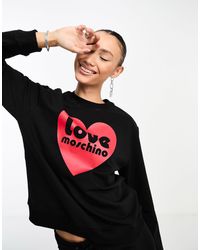 Love Moschino - Sudadera negra con logo - Lyst