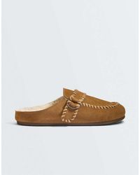 Oysho - Buckled Split-leather Mule - Lyst