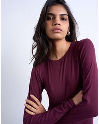 TOPSHOP - Premium Rib Long Sleeve Top - Lyst