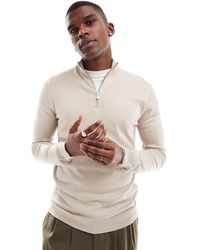 Only & Sons - Maglione Color Pietra Con Zip Corta - Lyst