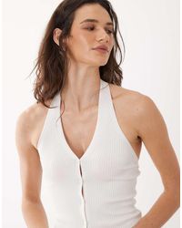 Mango - Teen Knit Button Up Halterneck Top - Lyst