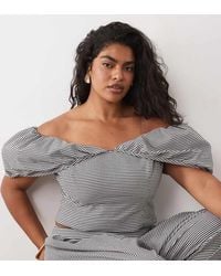 ASOS - Curve Co-Ord Gingham Off The Shoulder Peplum Top - Lyst