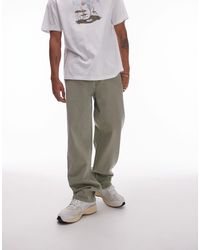 TOPMAN - Pantalon droit en sergé - kaki - Lyst