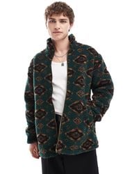 Wrangler - Diamond Print Borg Sherpa Jacket - Lyst