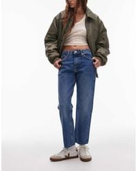 TOPSHOP - Mid Rise Straight Cropped Jean With Raw Hems - Lyst