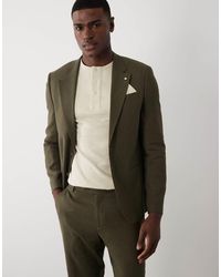 River Island - Double Breasted Linen Blend Suit Jacket - Lyst