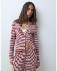 ASOS - Stripe Pointelle Pyjama Button Through Cardigan - Lyst
