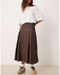 ASOS - Drop Waist Pleated Denim Circle Skirt - Lyst