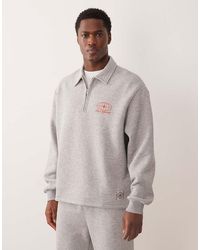 ASOS - Ruimvallend Polo Sweatshirt Met Korte Rits En Geweven Label - Lyst