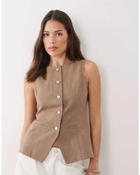 Threadbare - Gilet Di Jeans Girocollo Moka - Lyst