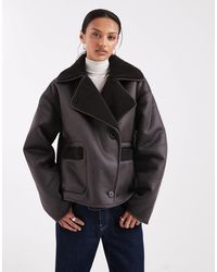 Pieces - Faux Shearling Jacket - Lyst