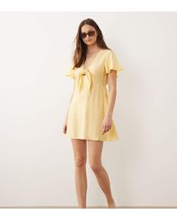 Vero Moda - Crinkle Textured Woven Tie Front Mini Dress - Lyst