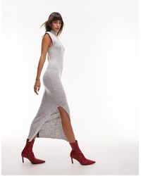 TOPSHOP - Knitted Seam Front Detail Midi Dress - Lyst