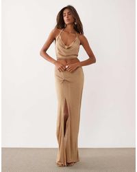 Miss Selfridge - Glitter Knit Twist Detail Maxi Skirt - Lyst