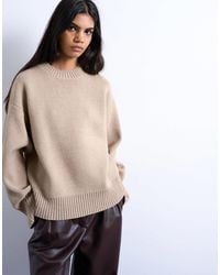 TOPSHOP - Knitted Chunky All Needle Clean Crew Jumper - Lyst
