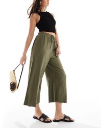 New Look - Pantalon court en lin - kaki - Lyst