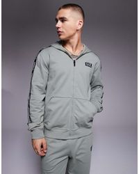 EA7 - Armani Zip Hoodie Co-ord With Logo Tape Detail - Lyst