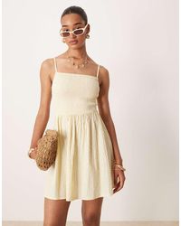 Brave Soul - Strappy Mini Dress With Shirred Bust - Lyst