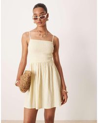 Brave Soul - Mini-Jurk Met Bandjes En Gesmokte Buste - Lyst