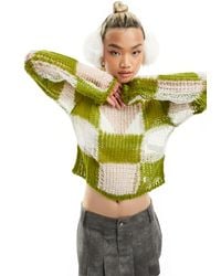 The Ragged Priest - Checkerboard Open Knit Jumper - Lyst