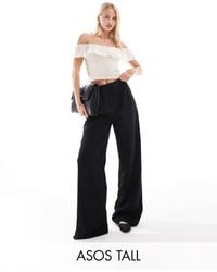 ASOS - Asos Design Tall Tailored Wide Leg Trousers With Contrast Stitch Detail - Lyst