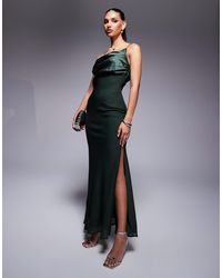 ASOS - – drapiertes satin-maxikleid aus chiffon-mix - Lyst