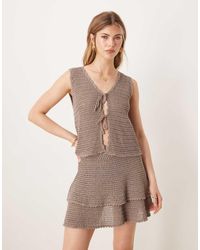 ASOS - Knitted Crochet Tie Front Vest Co-ord - Lyst