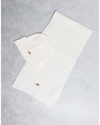 GANT - Cadeauset Van Gebreide Beanie En Sjaal Met Kabels - Lyst