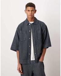 ASOS - Co-ord Short Sleeve Striped Denim Shirt - Lyst