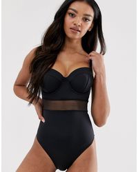 ASOS Recycled Fuller Bust Exclusive Mesh Insert Underwired Swimsuit - Black