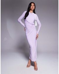 DASKA - Vestito Lilla Con Incrocio Sul Davanti - Lyst