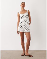 Nobody's Child - Sonning Linen And Cotton Blend Sweetheart Neck Top - Lyst