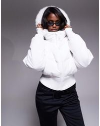 ASOS 4505 Ski & Snow - Asos 4505 Ski Cropped Insulated Ski Bomber Jacket With Faux Fur Hood - Lyst