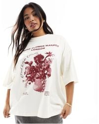 ASOS - Asos Design Curve Boyfriend Fit T-shirt With Flower Market Graphic - Lyst