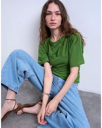 TOPSHOP - Ruched Detail Short Sleeve Top - Lyst