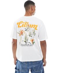 Jack & Jones - Camiseta Extragrande Con Estampado De Lirios En La Espalda De -Blanco - Lyst
