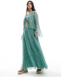 ASOS - Jupe d'ensemble longue et plissée à imprimé fleurs - Lyst