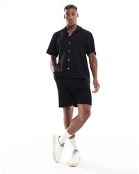SELECTED - Pantalones Cortos Negros De Tejido Gofrado De (Parte De Un Conjunto) - Lyst