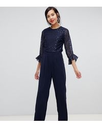 Y.A.S Sheer Dot Jumpsuit - Blue