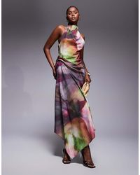 ASOS - Maxi Halterjurk Met Geplooid Detail - Lyst