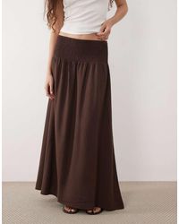 ASOS - Linen Blend Shirred Waist Maxi Skirt - Lyst