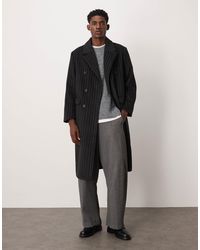 ASOS - Pinstripe Wool Look Oversized Longline Coat - Lyst