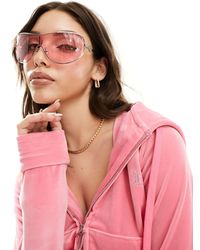 Quay - Quay x guizio - balance shield - occhiali da sole argentati con lenti rosa - Lyst