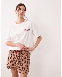ASOS - Oversized Tee And Short Pyjama Set With Hibernation Mode Graphic - Lyst
