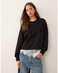 ASOS - Oversized Sweatshirt With Lace Hem Underlayer Detail - Lyst