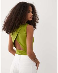 ASOS - Polyamide Slinky Open Back Racer Bodysuit - Lyst