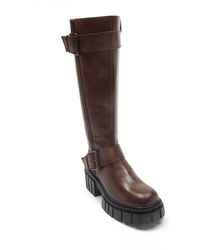 OFF THE HOOK - Finchley High Leg Buckle Strap Leather Zip Biker Boots - Lyst