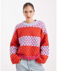 Pieces - Pull à pois contrastants - Lyst