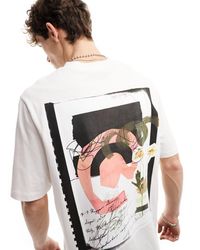 Collusion - T-shirt color pietra con stampa grafica a fiori effetto collage sul retro - Lyst