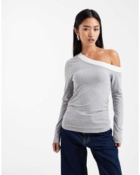 ASOS - Off Shoulder Double Layer Long Sleeve Top - Lyst